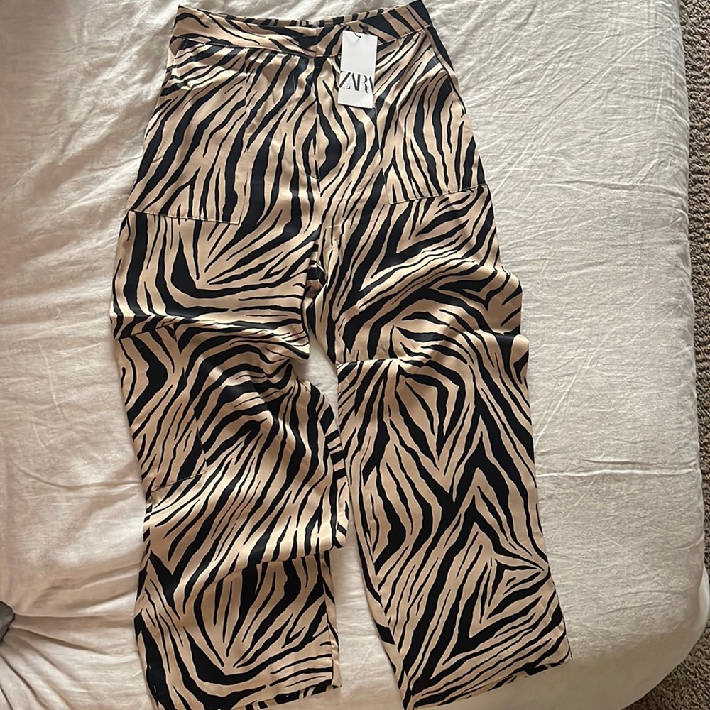 Women wide leg animal print pants